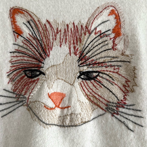 Anthropologie Moth Miaou Embroidered Cat Mockneck Sweater - Picture 6 of 10